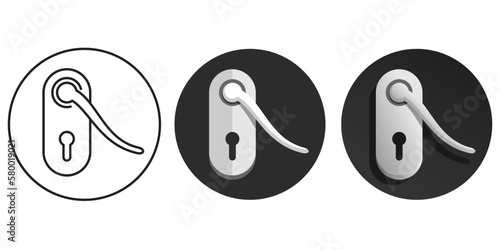 Door knob icon - color, flat and outline