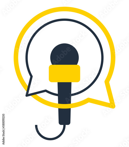 Media interview icon - speech bubble, microphone