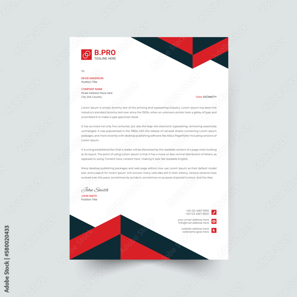 Abstract Corporate Business Style Letterhead Design Vector Template For Your Project. Simple And Clean Print Ready Design, Elegant Flat Design Vector