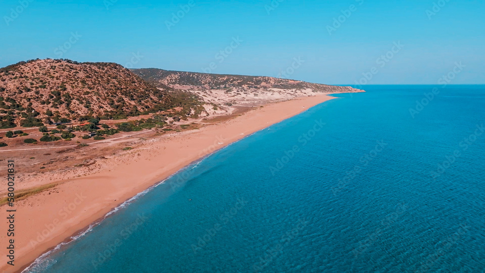 Karpaz Golden Beach aerial view in Karpas, North Cyprus