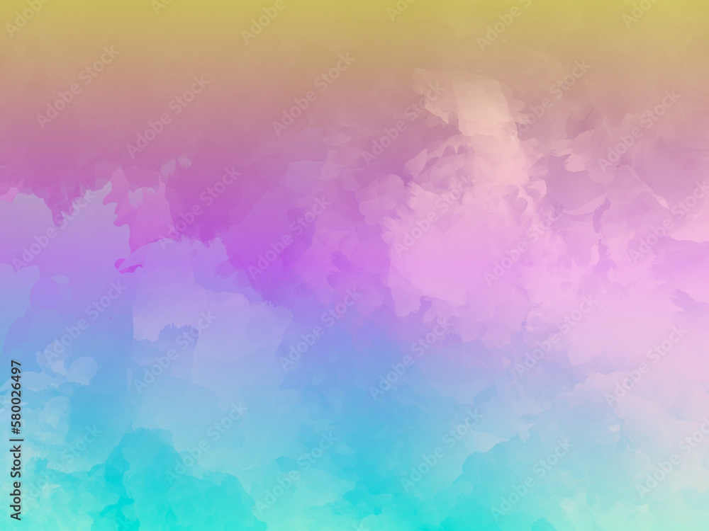Beautiful wallpaper splash watercolor multicolor blue pink yellow, pastel color, Colorfull abstract texture background watercolor. Abstract pastel watercolor background - Blue sky and pink yellow past