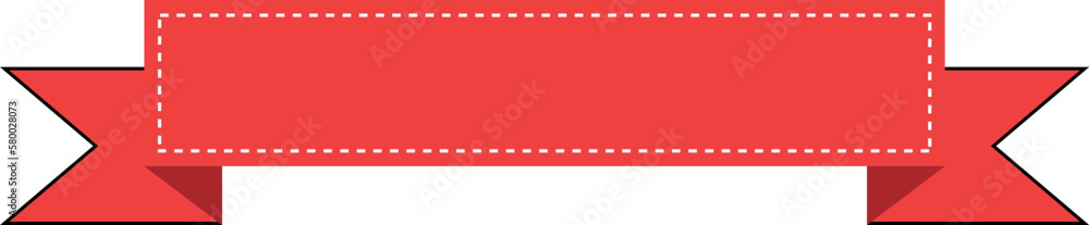 Red ribbon isolated on white. For banner, award, label, sale, icon, logo