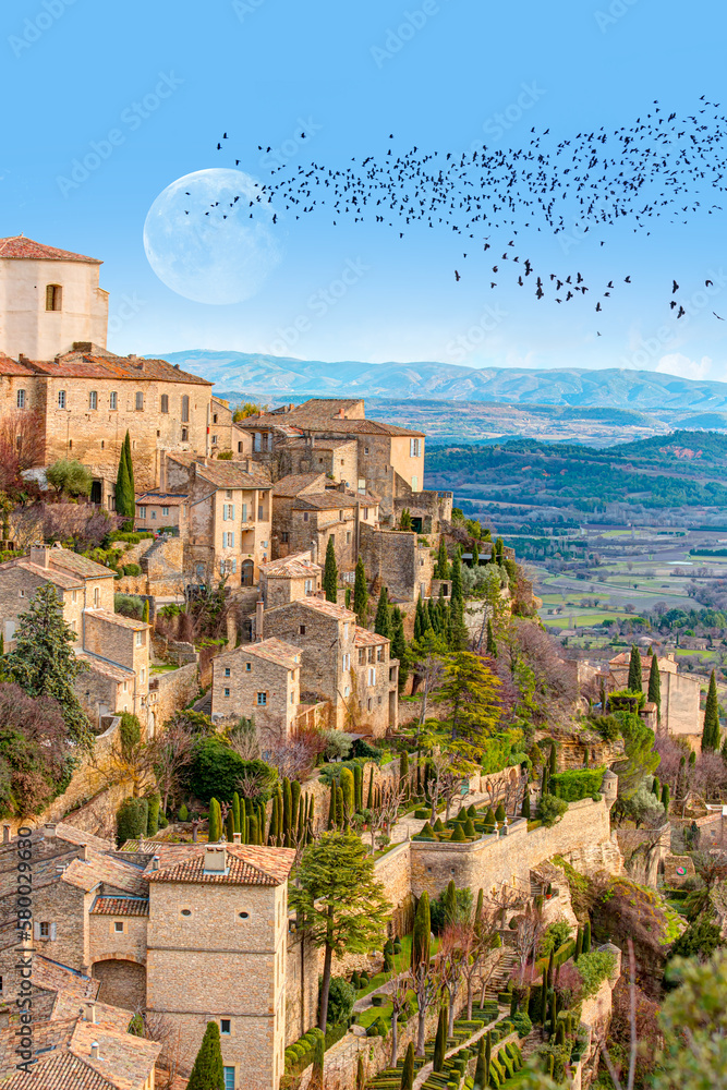 Beautiful medieval town Gordes - Provence, France - obrazy, fototapety, plakaty 