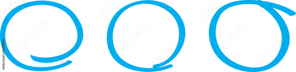 Blue circle set, pen draw. Highlight hand drawing circle isolated on background. Handwritten blue circle. For marking text, numbers, marker pen, pencil, logo and text check, vector illustration Blue circle set, pen draw. Highlight hand drawing circle isolated on background. Handwritten blue circle. For marking text, numbers, marker pen, pencil, logo and text check, vector illustration