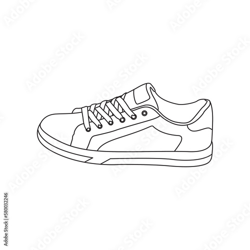 Illustration vector graphic of Shoes. Shoe line art style isolated on a white background. The illustration is Suitable for banners, flyers, stickers, Cards, etc.