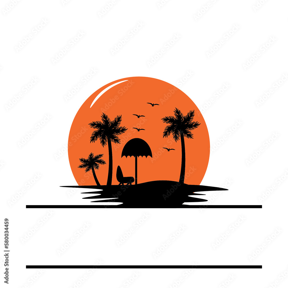 palm tree name frame monogram svg, Palm Trees svg, Beach Png svg, summer svg, Sunset Beach SVG, Vacation, Beach Life, Summer, Chair, Relax