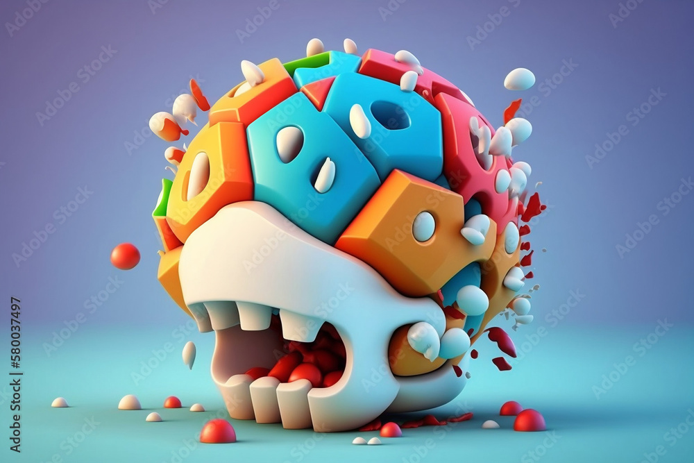 Kreatywna czacha 3d - Creative 3d skull - Generative - obrazy, fototapety, plakaty 