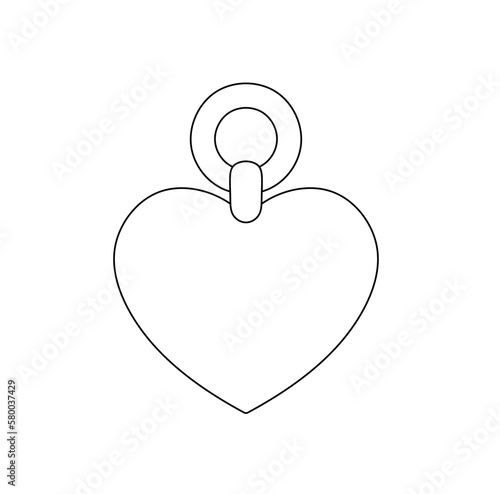 Vector isolated one single heart shaped pendant colorless black and white contour line easy drawing

