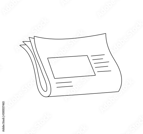 Vector isolated  empty  newspaper folded in half  template colorless black and white contour line easy drawing