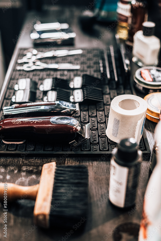 Ukraine, Kam'yamske , February 28, 2023, Barber shaving kit and brush