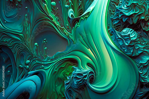 Blue and green abstract shapes. Created with Generative AI technology.