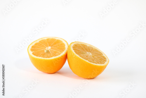 Lemon on a white background.  Close-up photo