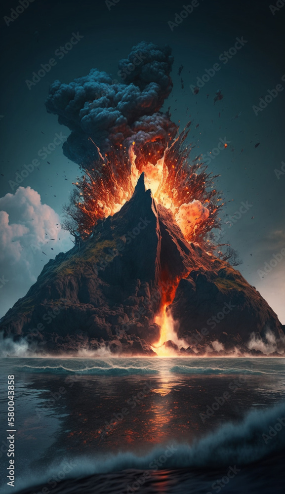 a volcanic island erupting_