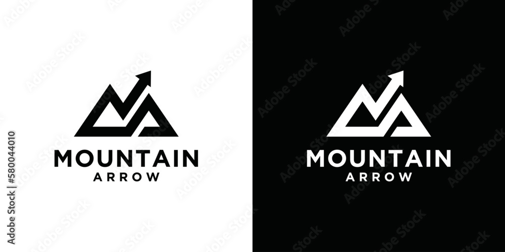M A or Mountain and financial arrow logo design template. Mountain shape brand, icon, badge or label. Vector M A or Mountain and financial arrow logo design template. Mountain shape brand, icon, badge or label. Vector