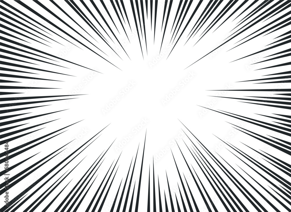 Comic book speed lines black monochrome explosion effect action power rays vector flat illustration Comic book speed lines black monochrome explosion effect action power rays vector flat illustration