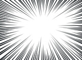Comic book speed lines black monochrome explosion effect action power rays vector flat illustration