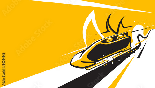 Bobsleigh abstract background design. Vector illustration of winter sports concept
