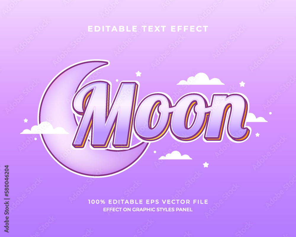 decorative editable moon text effect vector design Stock Vector Adobe