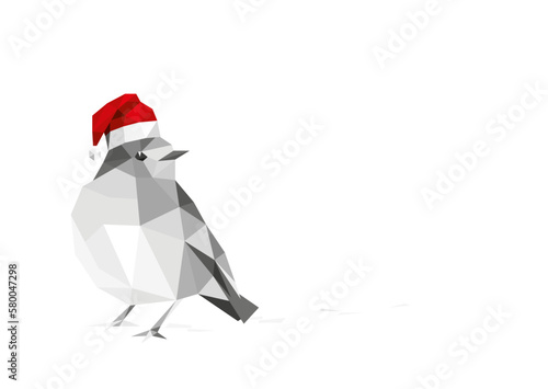 Low poly Christmas robin bird
