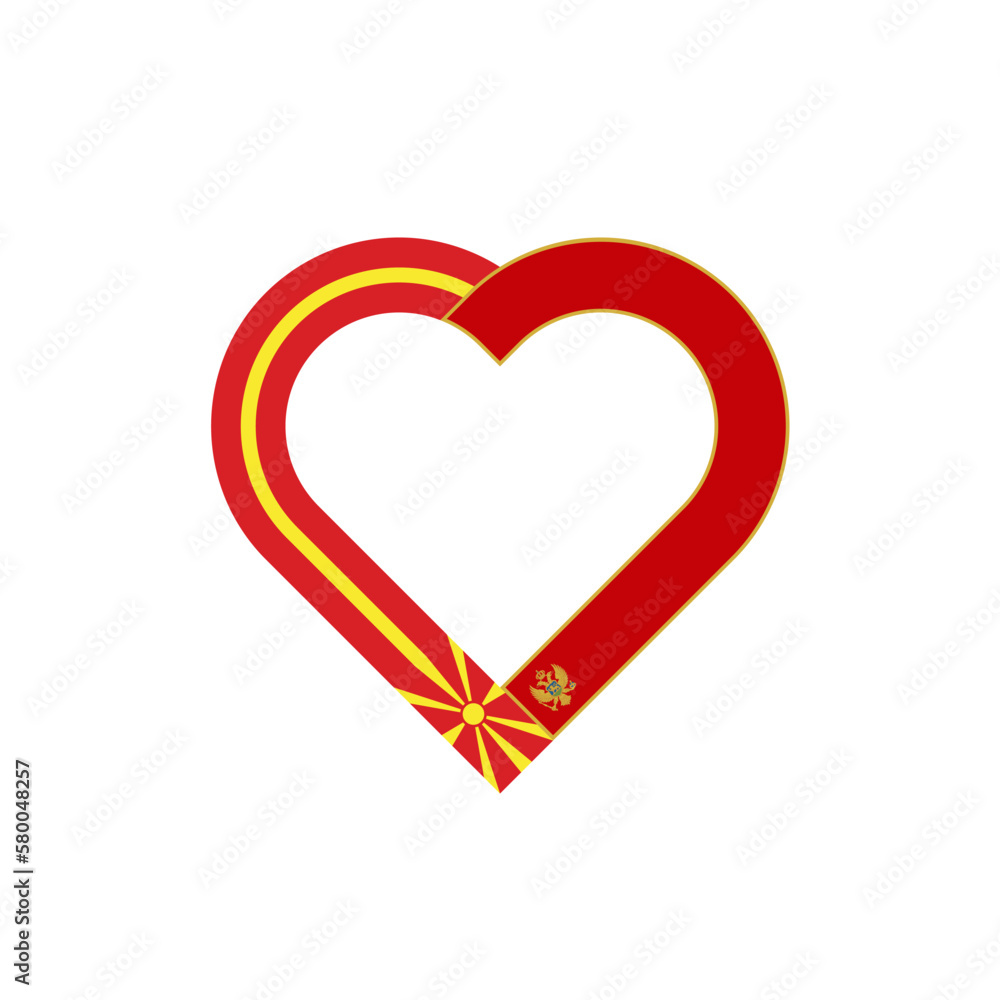 unity concept. heart ribbon icon of macedonian and montenegrin flags. vector illustration isolated on white background unity concept. heart ribbon icon of macedonian and montenegrin flags. vector illustration isolated on white background