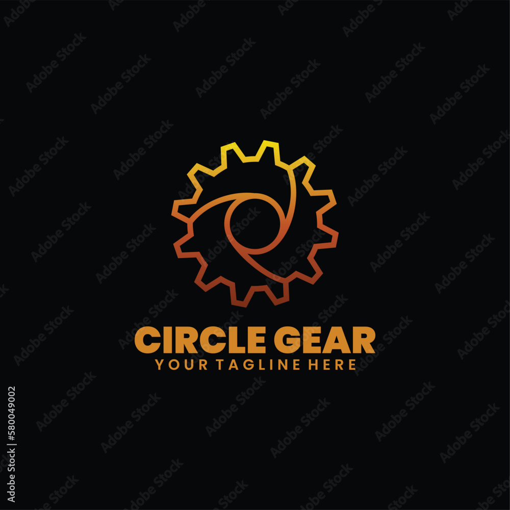 Vector illustration logo circle gear line art Vector illustration logo circle gear line art