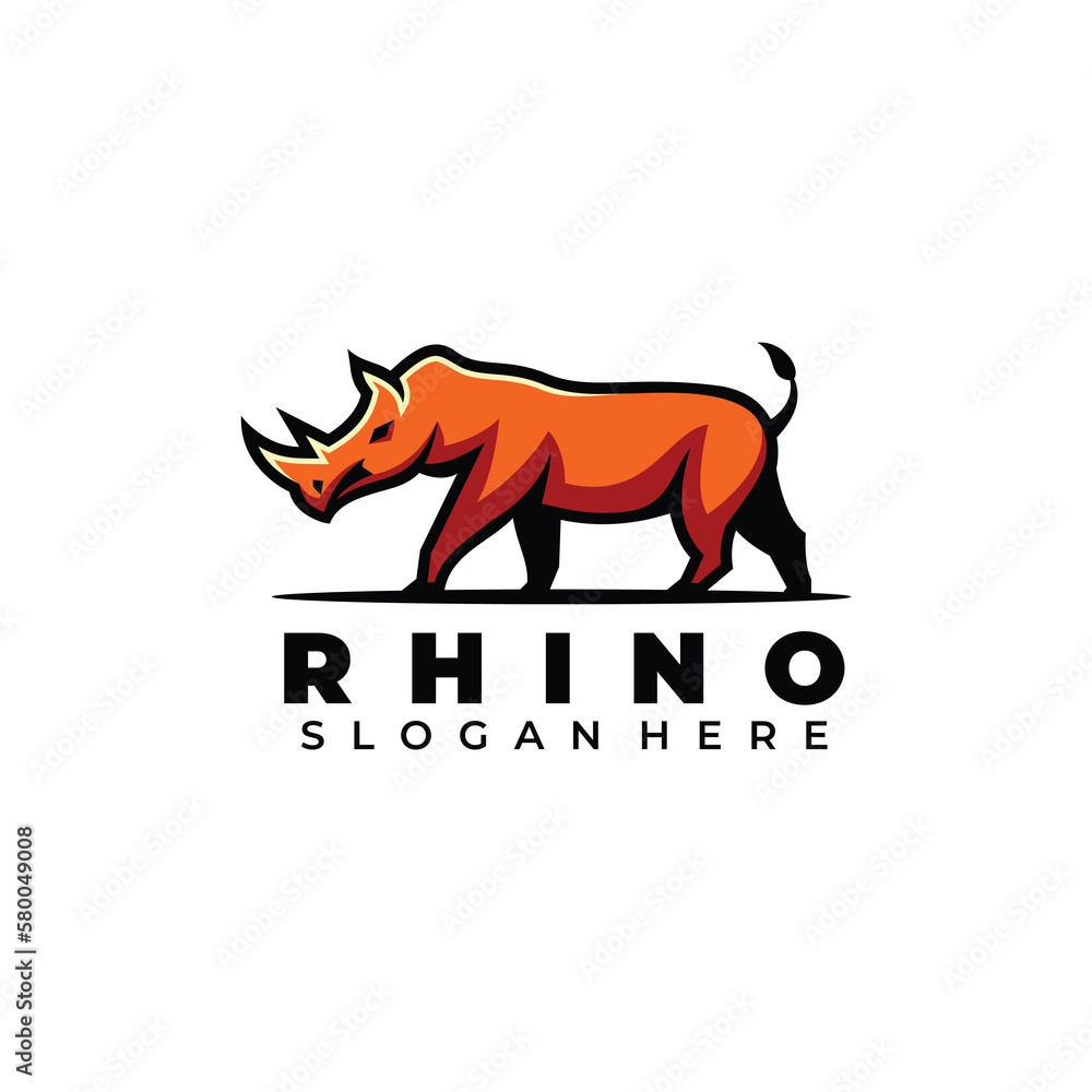 Vector illustration logo rhino mascot 