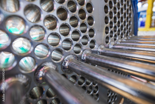 Photography Heat tube sheet exchanger, stainless tube bundle industrial construction