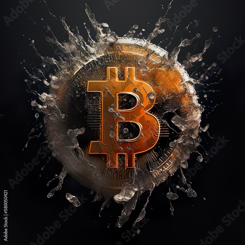 Money Bitcoin in water Cryptocurrency golden  photo
