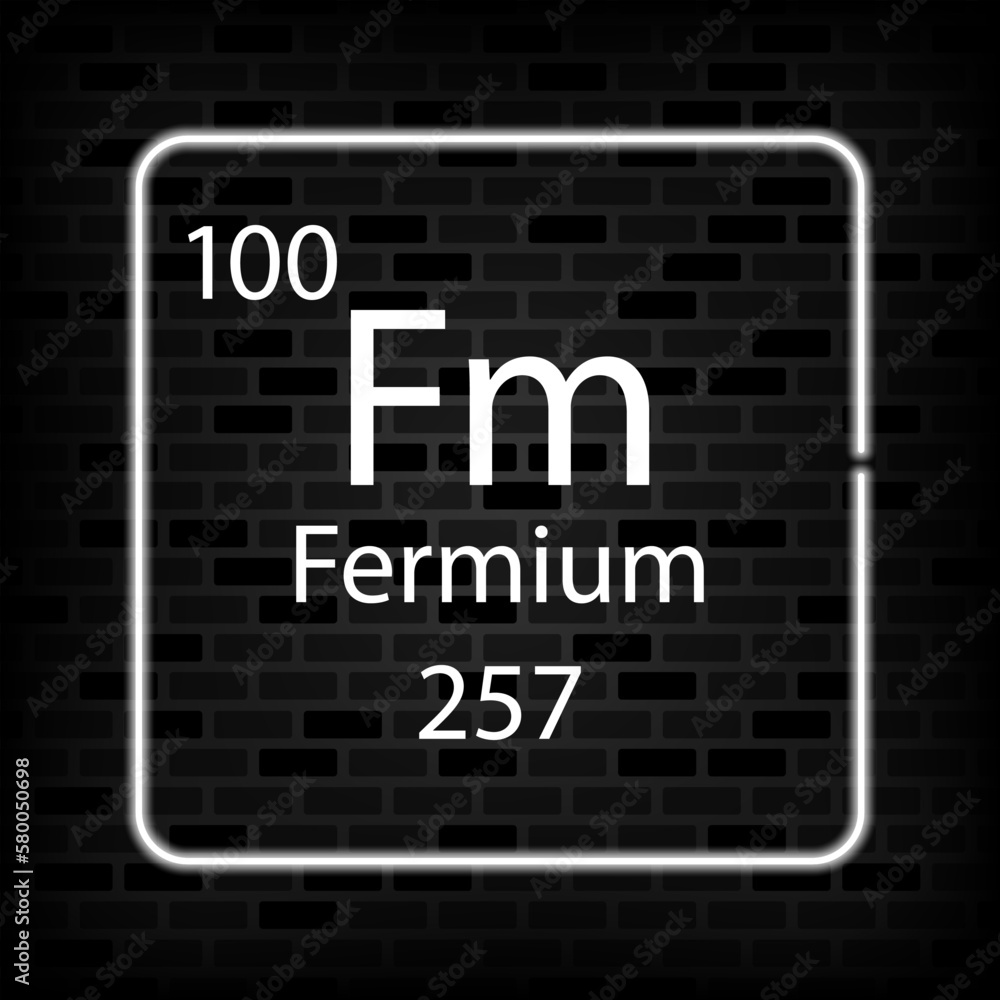Fermium neon symbol. Chemical element of the periodic table. Vector illustration. Fermium neon symbol. Chemical element of the periodic table. Vector illustration.