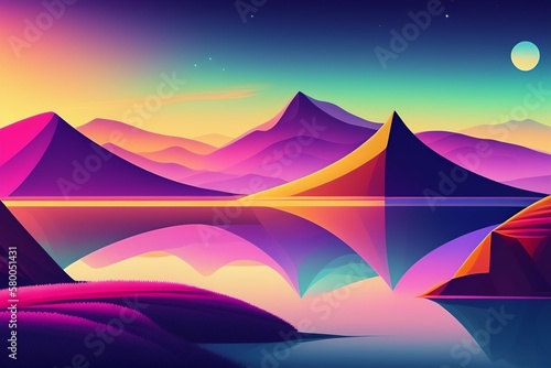sunset in mountains ai generative 
