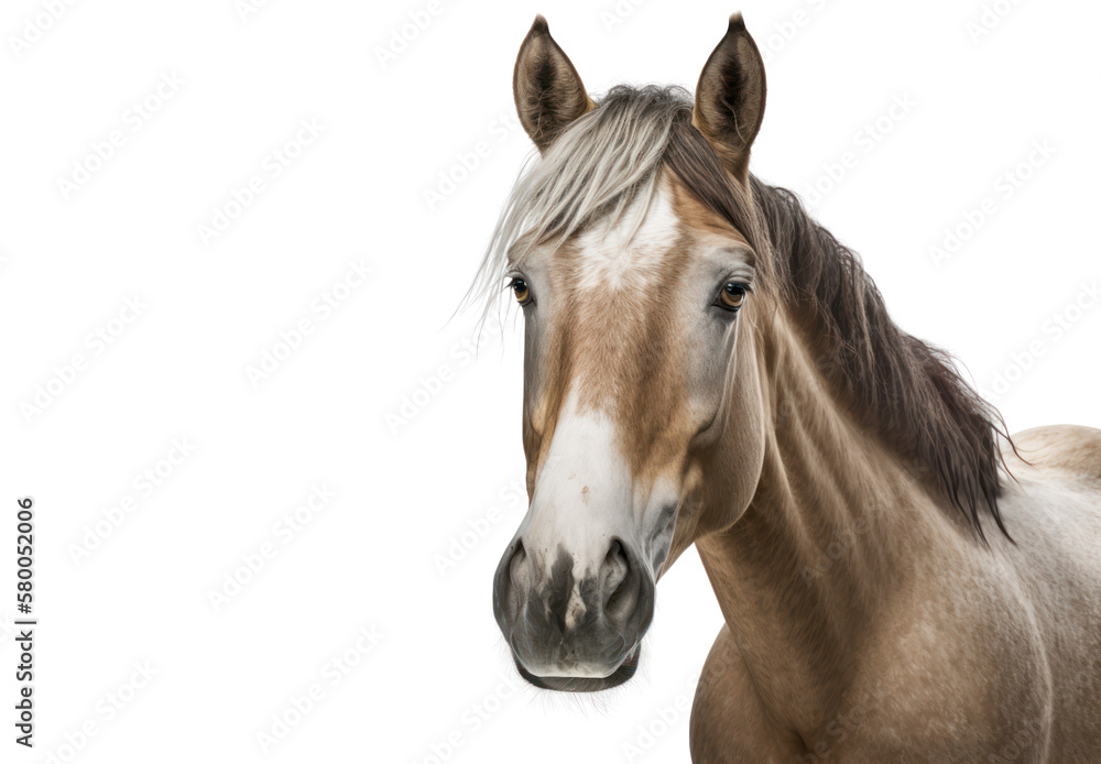 Horse isolated on white, transparent background, PNG, generative ai Horse isolated on white, transparent background, PNG, generative ai