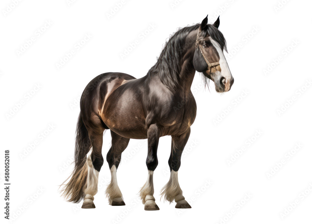 Naklejka premium Horse isolated on white, transparent background, PNG, generative ai
