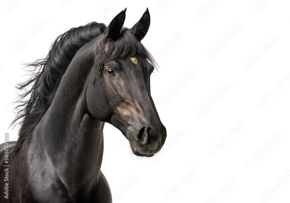 Horse isolated on white, transparent background, PNG, generative ai Horse isolated on white, transparent background, PNG, generative ai