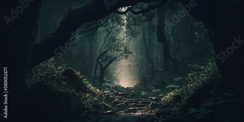 Creepy forest , photoreal , generative AI