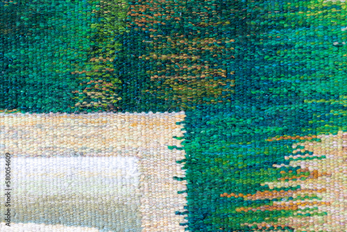 Woven tapestry from natural wool threads