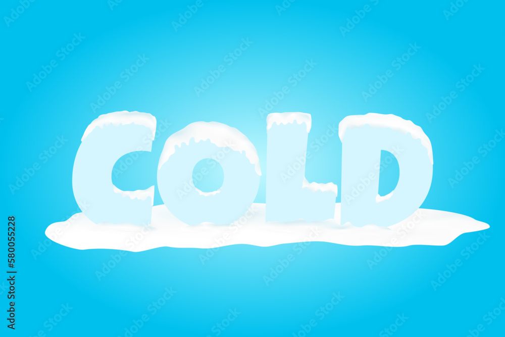 cold with snow single 3d word on blue background, vector illustration for website graphic element cold with snow single 3d word on blue background, vector illustration for website graphic element