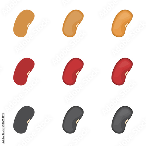 A vector drawn bean illustration with various colors and amount of details