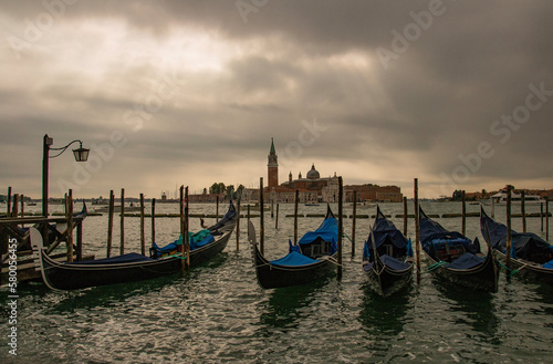 Gondolas in front of Saint Giorgio Maggiore © Joffrey
