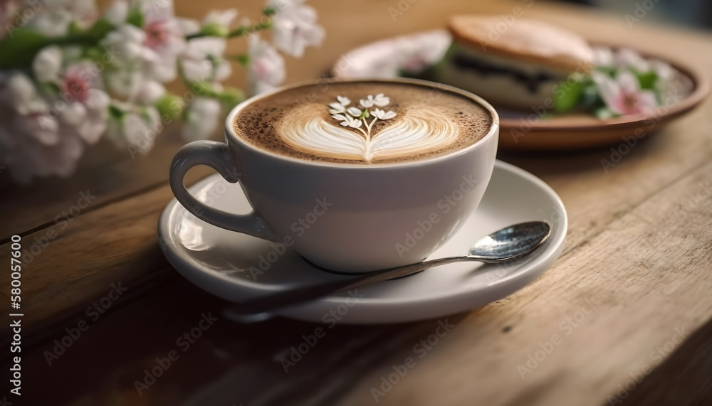 cup of coffee with cinnamon closeup -Ai Generative cup of coffee with cinnamon closeup -Ai Generative