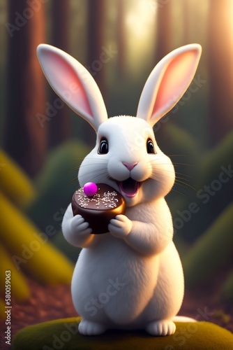 easter bunny woth a cookie. made using generative ai.