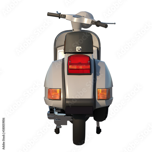 Fototapeta Naklejka Na Ścianę i Meble -  Scooter motorcycle vitange 1980s 2 - Back view png 3D Rendering Ilustracion 3D	