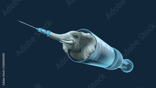 The elephant inside Syringe - Elephant in the Room - Idiom - Metaphor for Tackling Challenging Topics photo