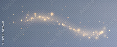 Golden sequins glow with many lights. Glittering dust. Luxurious background of golden particles.