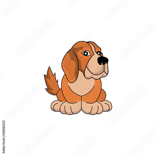 Cute fat dog. Vector illustration.