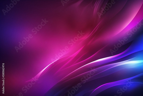 濃い紫ピンク青色グラデーション背景ぼかしネオンカラーフロー、粒状テクスチャ効果、未来的なバナーデザインAI