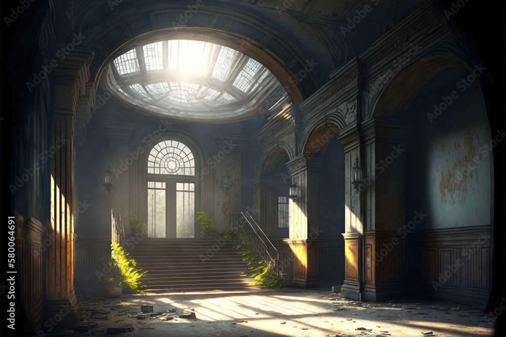 Fototapeta premium Old abandoned building, generative ai