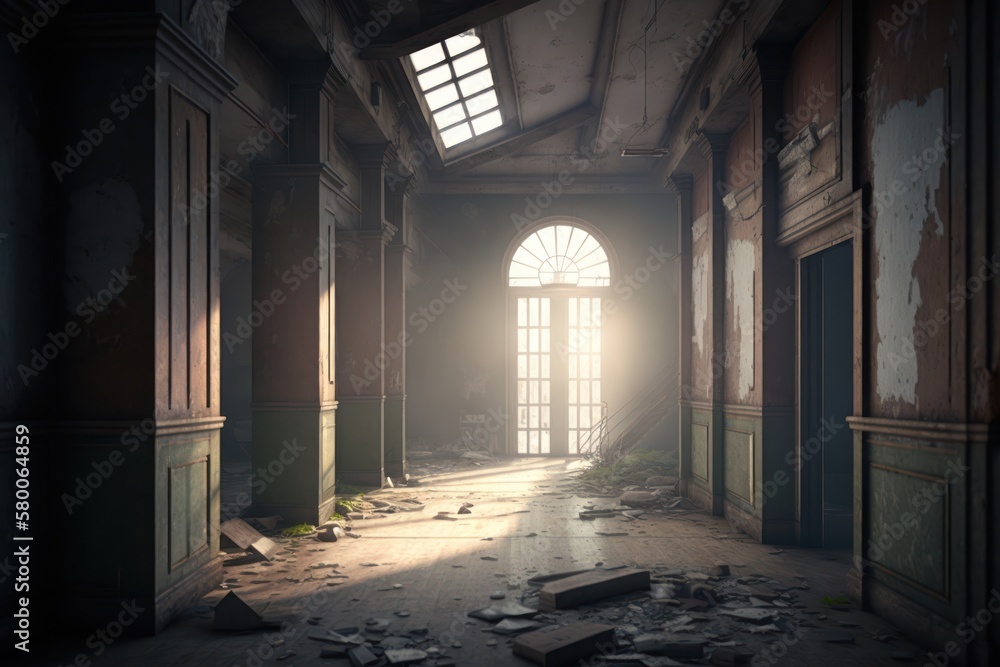 Old abandoned building, generative ai