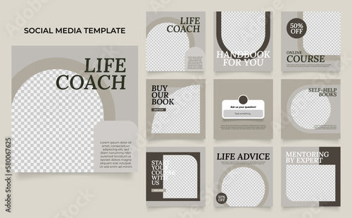 social media template banner blog personal coach promotion. fully editable instagram and facebook post sale poster. trainer course vector background