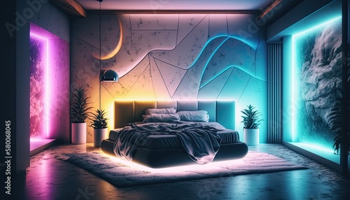 Ultra modern futuristic bedroom colorful marble so that your room is as special as you are
