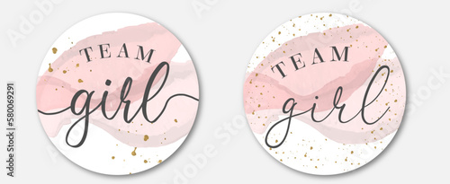 team girl. Boy or girl hand drawn modern lettering - Baby shower announcement banner, card - Gender reveal party - Vector illustration isolated